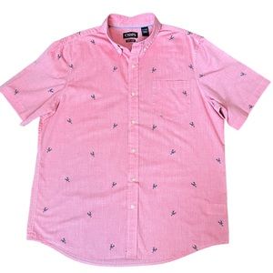 Chaps, Easy Care, Mens pink, lobster Print, Short Sleeved, Shirt, Pink, Sz. XL